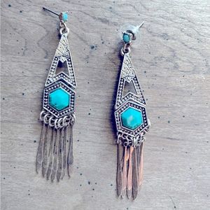 Western turquoise silver earrings, never worn
